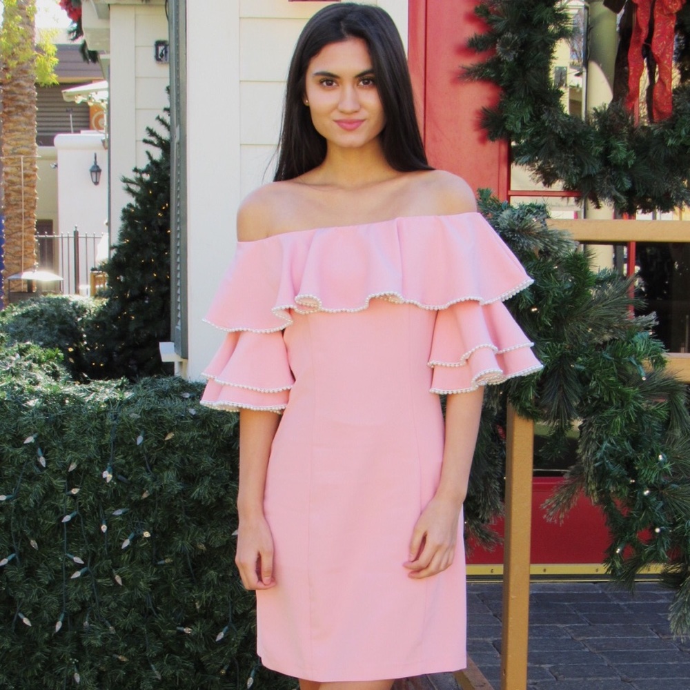 Off shoulder trumpet sleeve dress - Picture 1 of 6